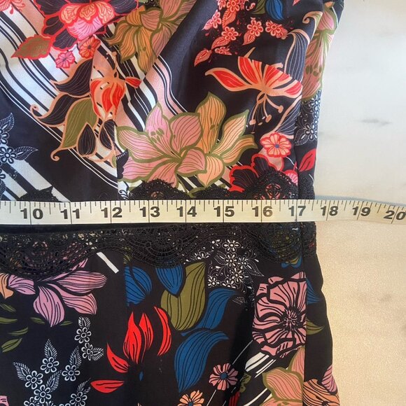 Foxiedox Boston Proper Red Black Lace Floral One Shoulder Mini Dress Size 12 - Picture 12 of 13